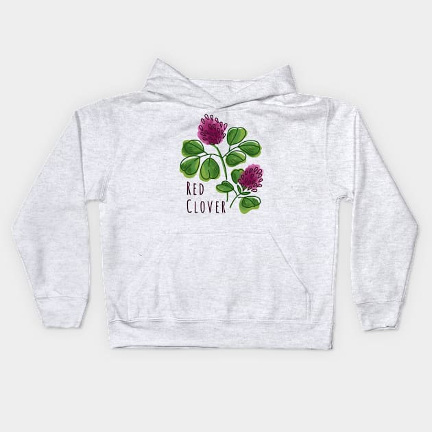 Red Clover Kids Hoodie by Slightly Unhinged